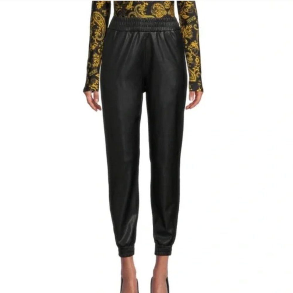 NWOT Joe’s Vegan Faux Leather High Rise Joggers in Black Size Large